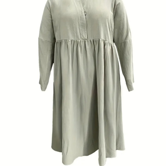 Artsy Lightweight Khaki Dress - Picture 2 of 6